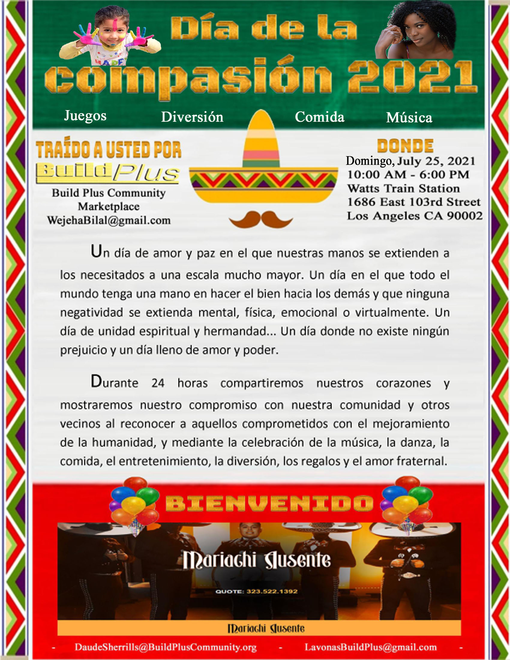 Watts Historical Train Station Celebration for Days of Compassion event flyer in Spanish